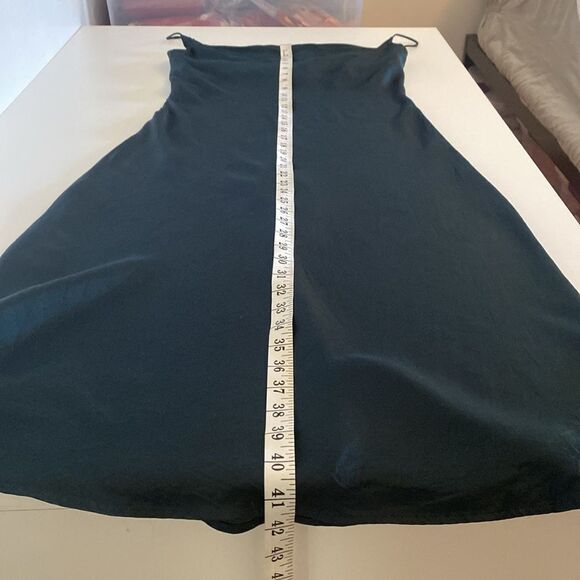Zara Dark Green Satin Effect Cowl Neck Midi Dress Size Small - Picture 12 of 12